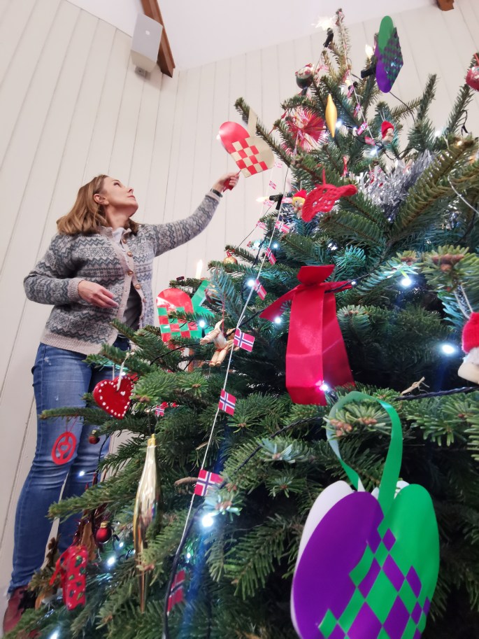 Decorating the Christmas tree at the Norwegian Church in Cardiff