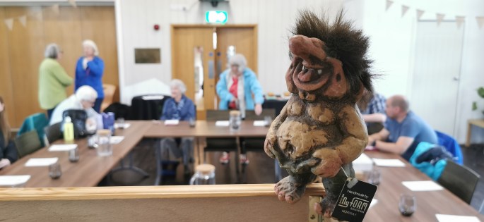 A toy troll in the Norwegian church in Cardiff