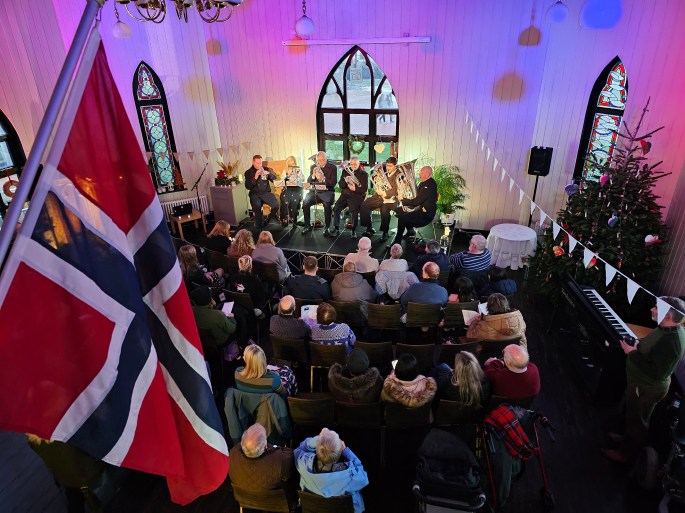 A view from the gallery of the Norwegian Church in Cardiff of the Christmas service