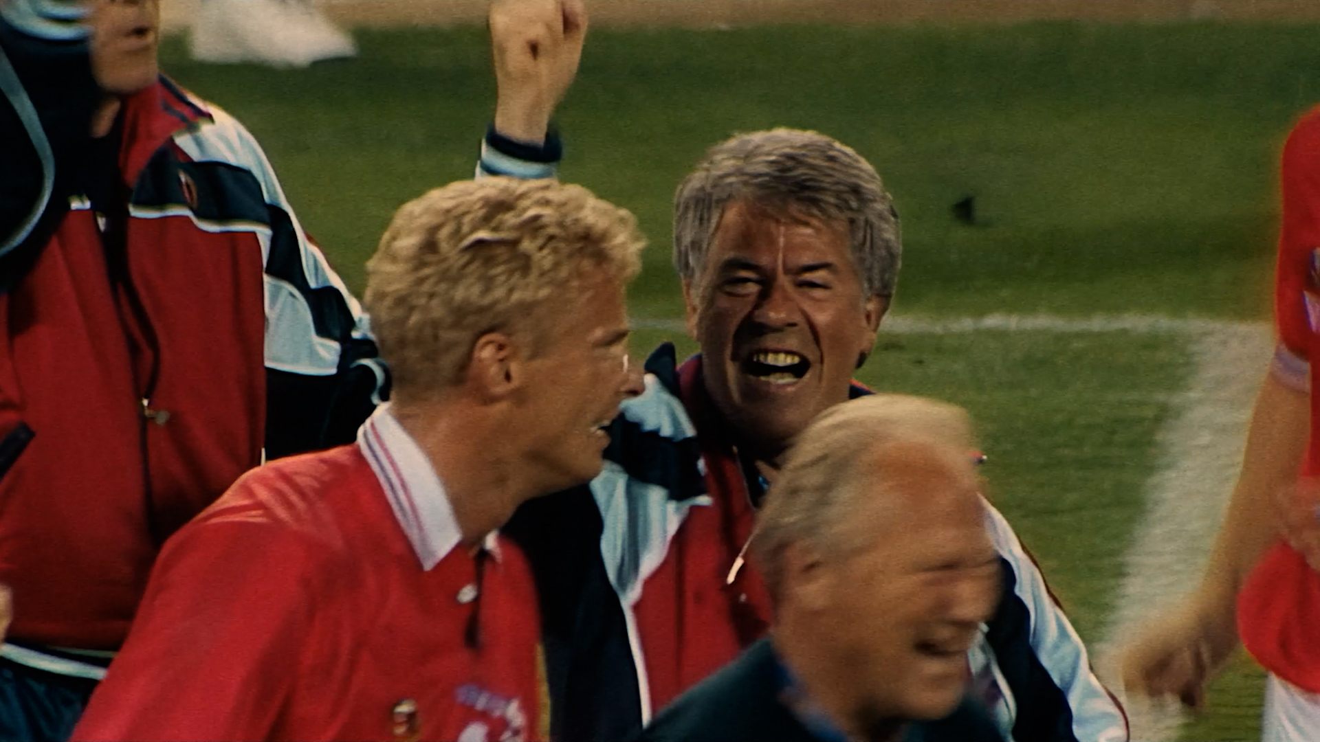 Norway's football manager Egil Olsen - aka Drillo - celebrates victory at the 1994 World Cup